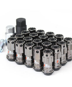 Project Kics R40 Iconix Classical Lug Nuts Gunmetal Body w/ Black Plastic Cap - 16+4 Combo